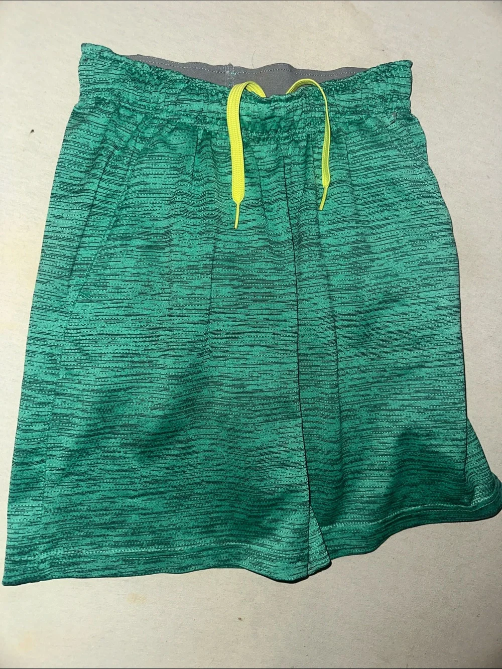Kids Size 8 Xersion Green Athletic Shorts with Neon Drawstring